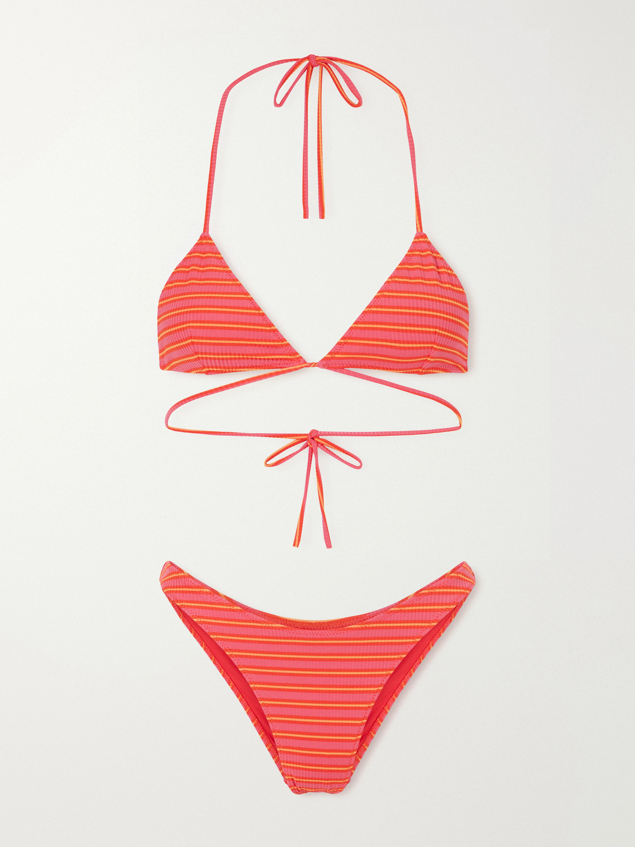 Striped Triangle Bikini - Red