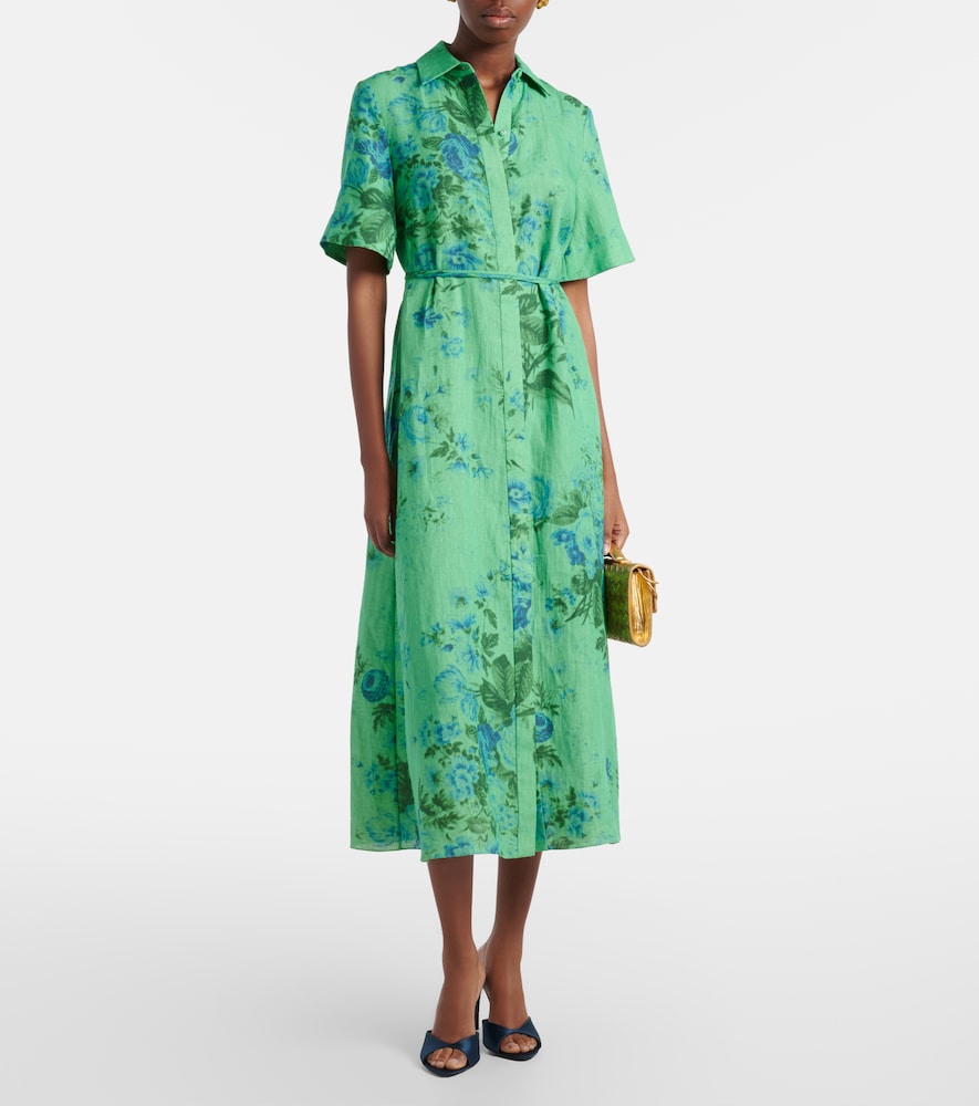 Floral linen shirt dress