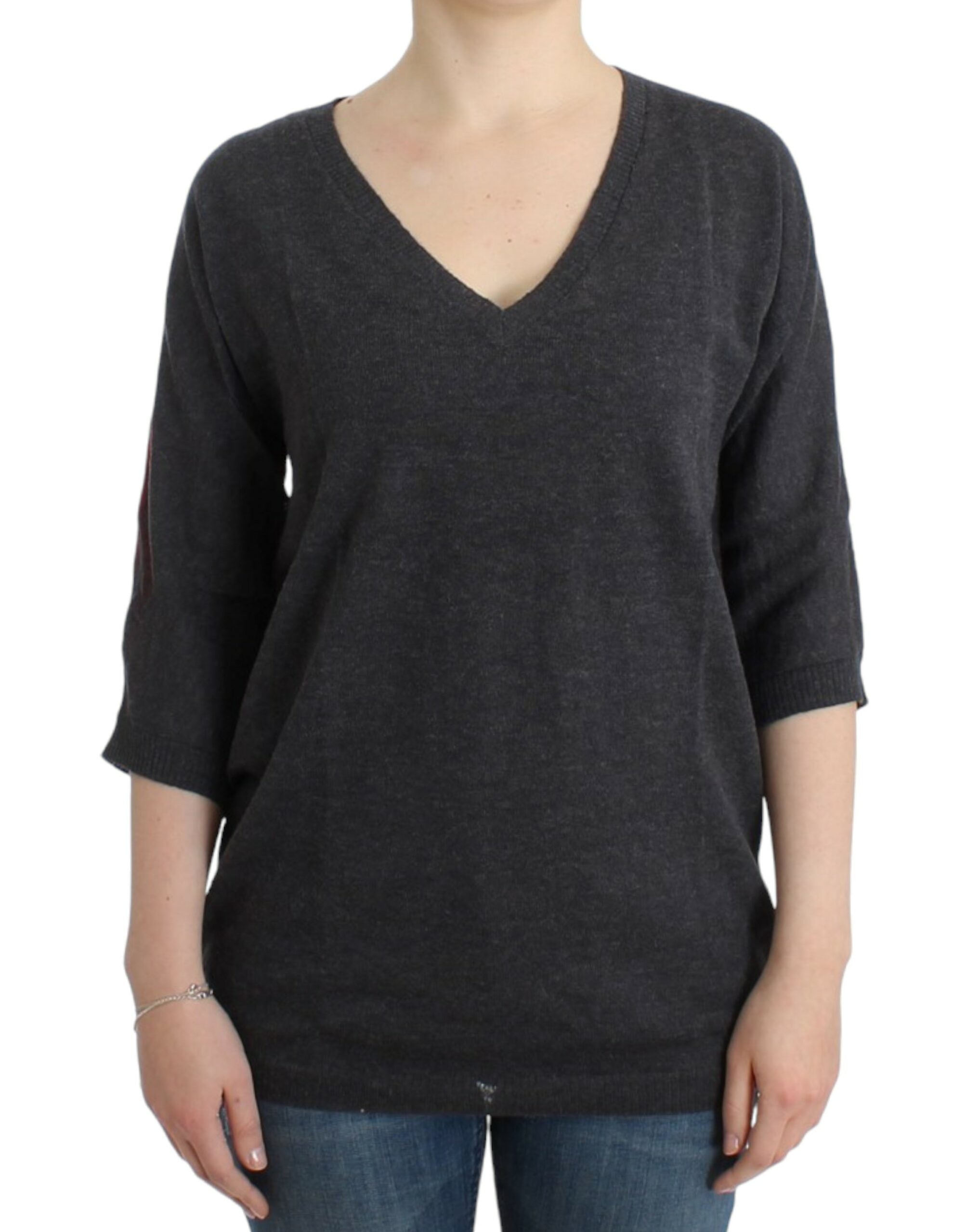 Alpaca Blend V-Neck Sweater — Gray