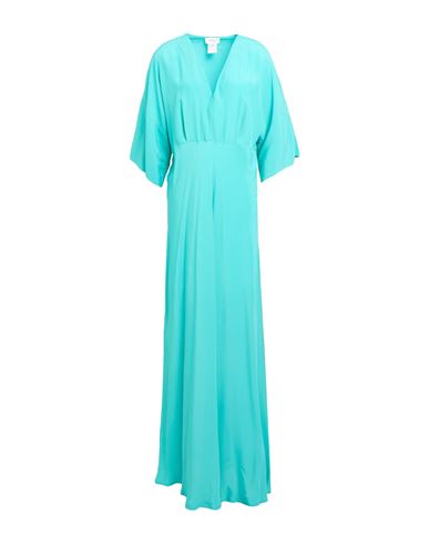 Woman Maxi dress Turquoise Size 4 Acetate, Silk