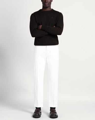 Man Pants White Size 40 Cotton, Elastane