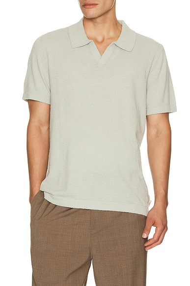 Onia Bouckle Knit Johnny Polo in Muted Sage - Sage. L also in S, M, XL/1X