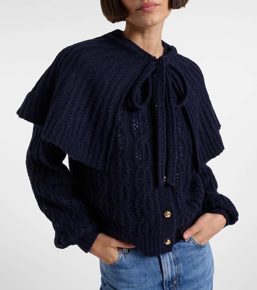 Caped wool-blend cardigan