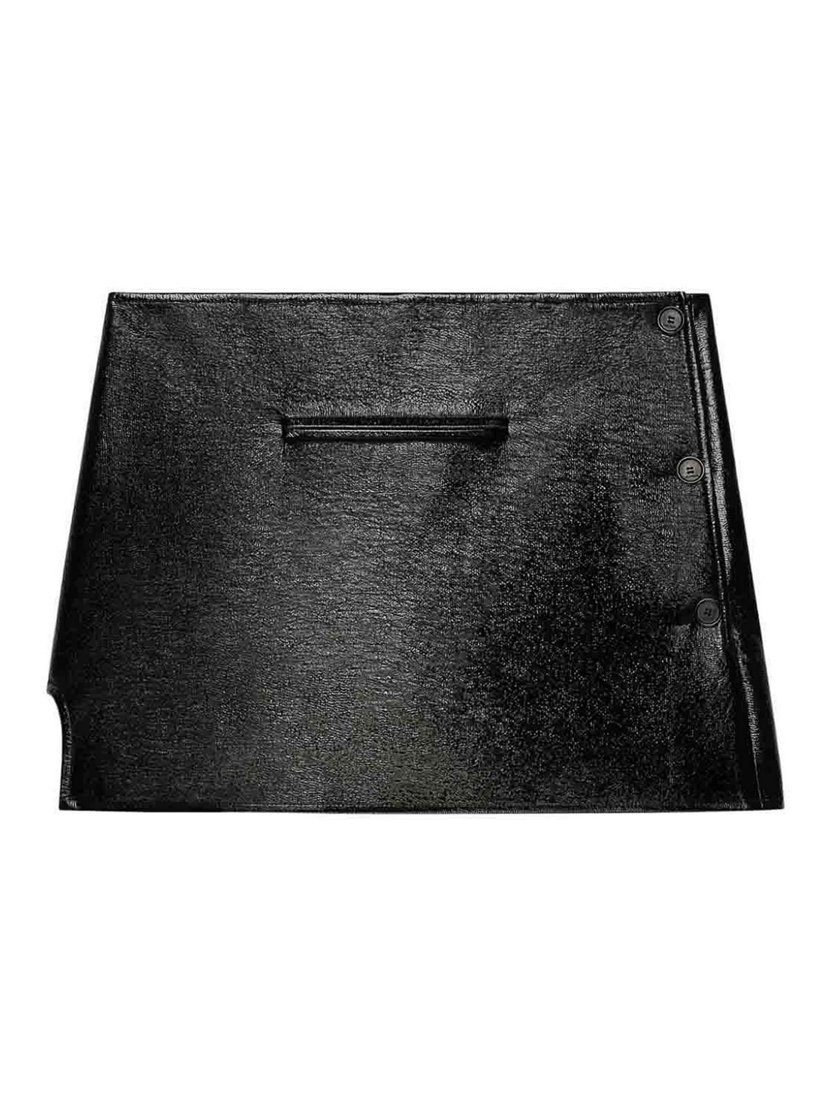 Black Oblique Vinyl Mini Skirt