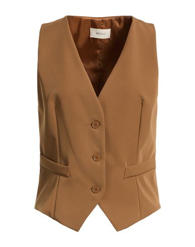 Woman Tailored Vest Brown Size M Polyester, Viscose, Elastane