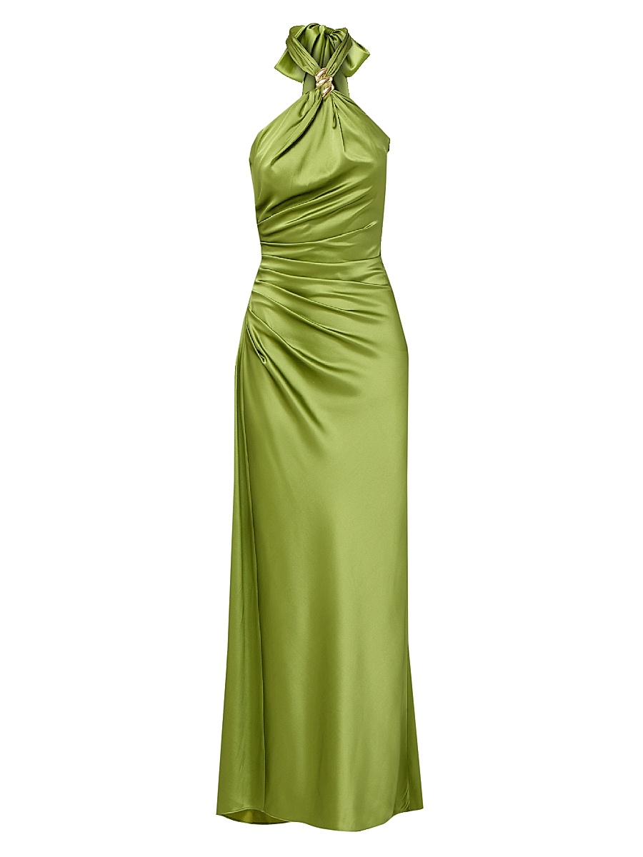 Women's Izaren Satin Halterneck Gown - Cactus