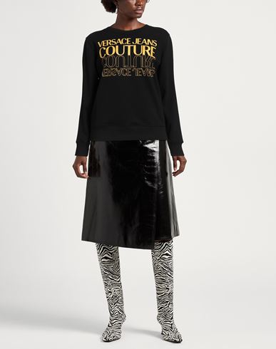 Versace Jeans Couture Woman Sweatshirt Black Size L Cotton, Elastane