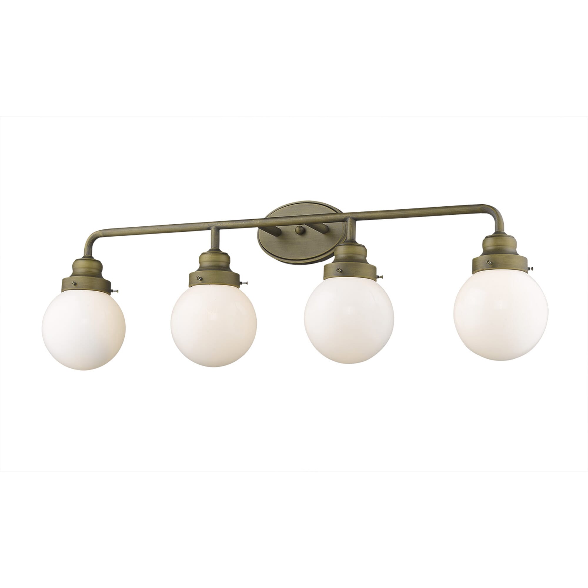 Raw Brass Four Light Vanity from the Portsmith Collection