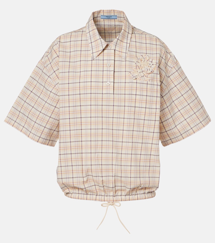 Checked cotton poplin top