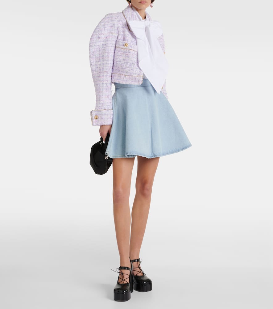 Cropped cotton-blend tweed jacket