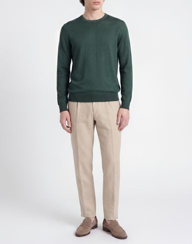 Man Sweater Dark green Size XL Cotton