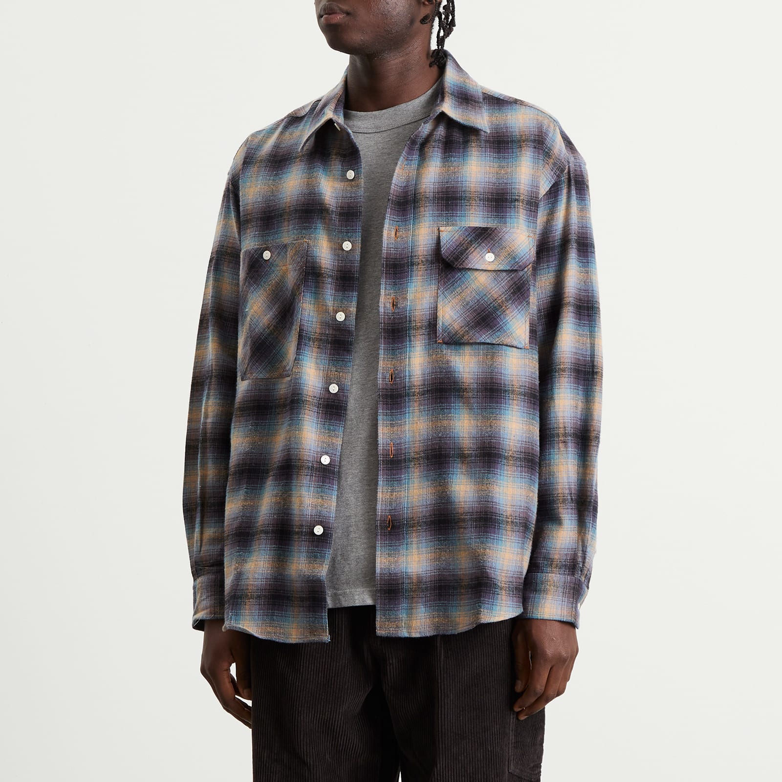Men's Flannel Check Work Shirt Midnight Blue