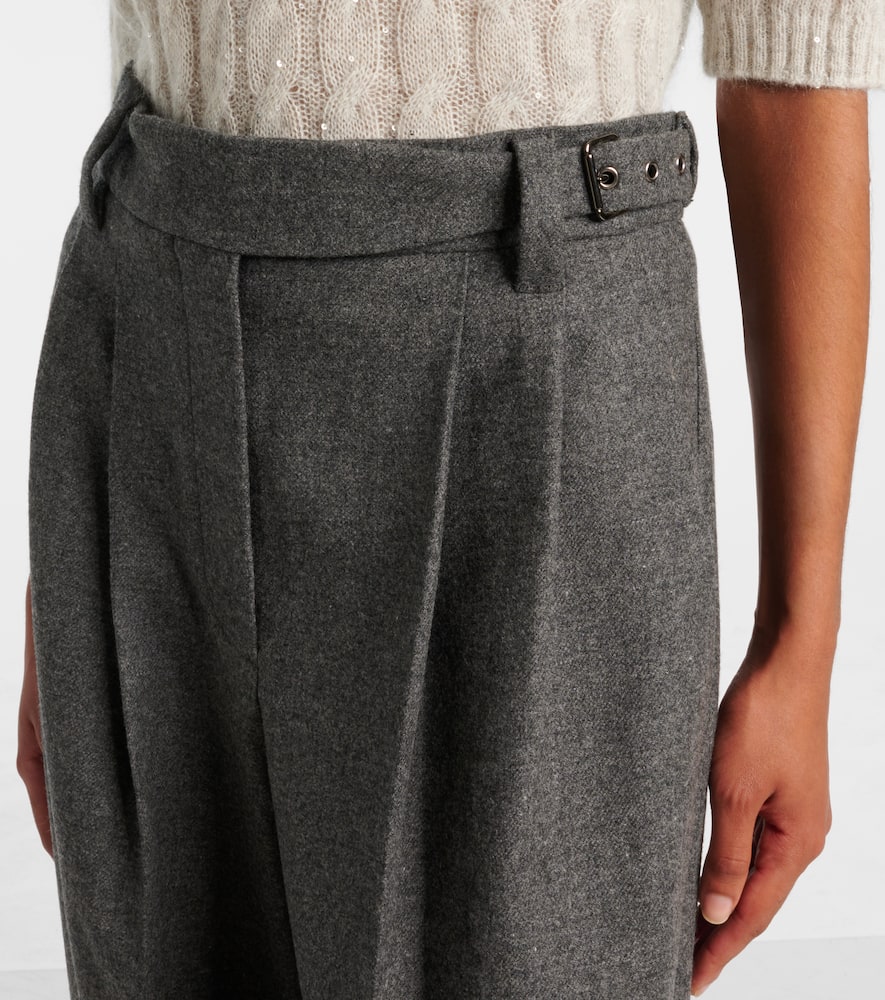 Pleated wool and cashmere wide-leg pants
