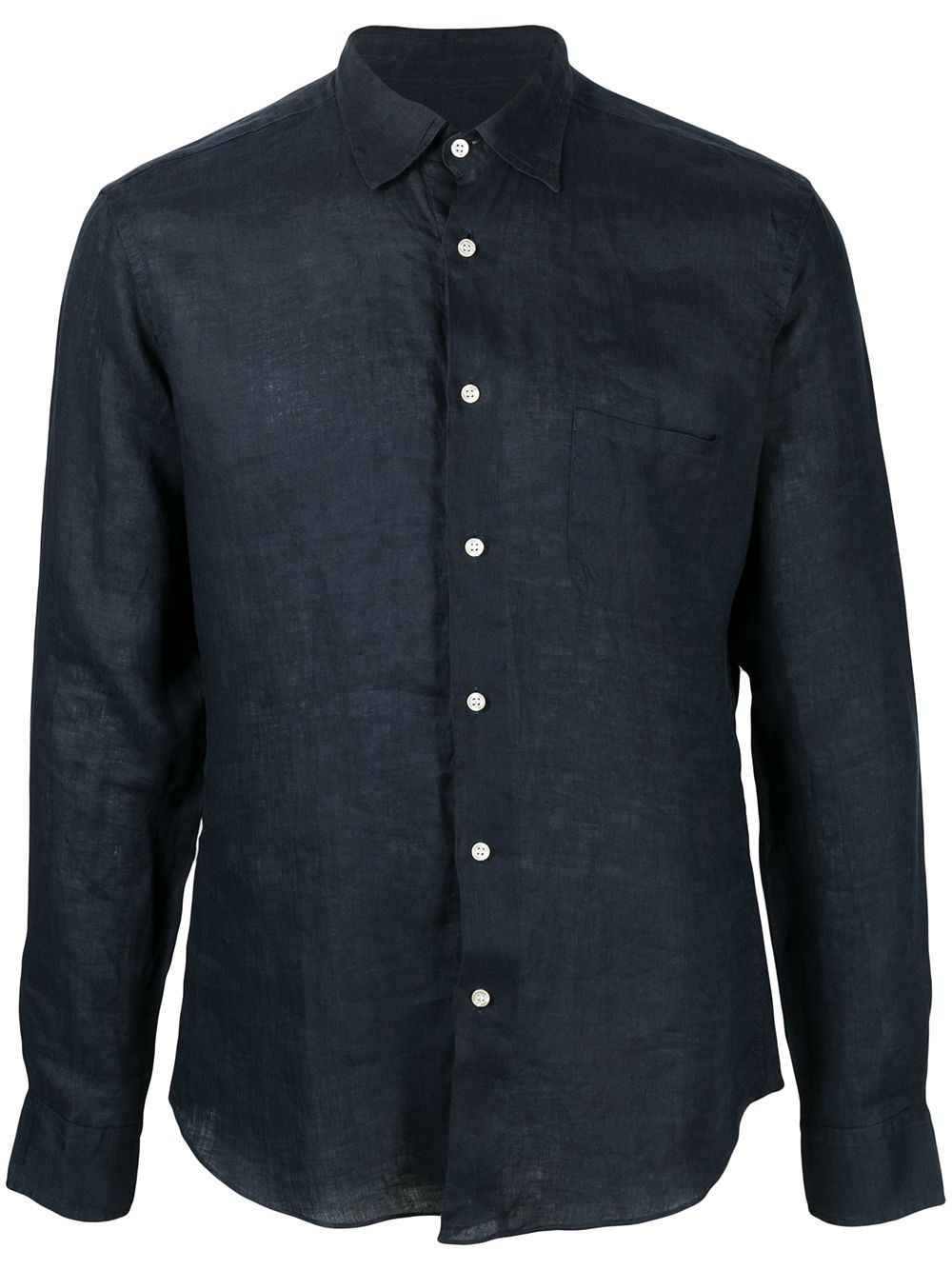 Crinkled effect curved hem shirt - Blue