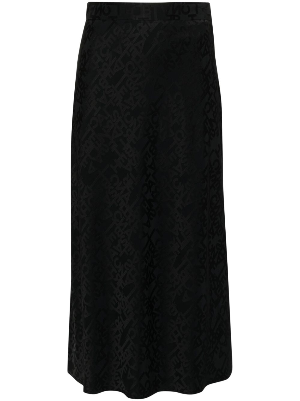 Lettering jacquard midi skirt - Black