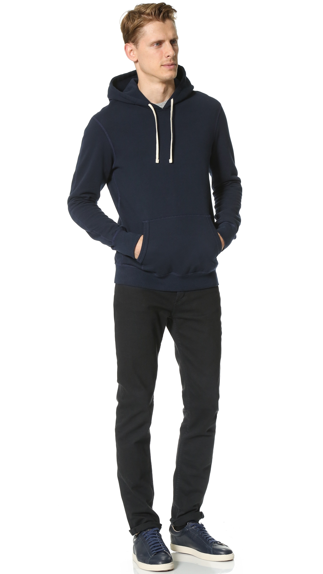 Midweight Terry Slim Hoodie Navy