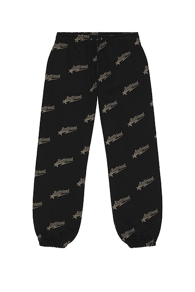 Badfriend Star Sweatpant in Black & Charcoal - Black. M also in L, S, XL/1X