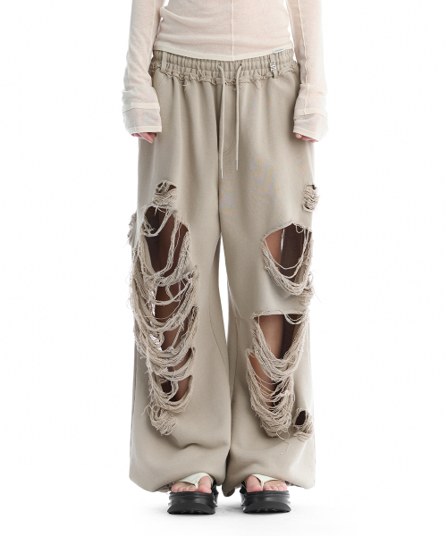 Scratch Damage Wide Sweat Pants