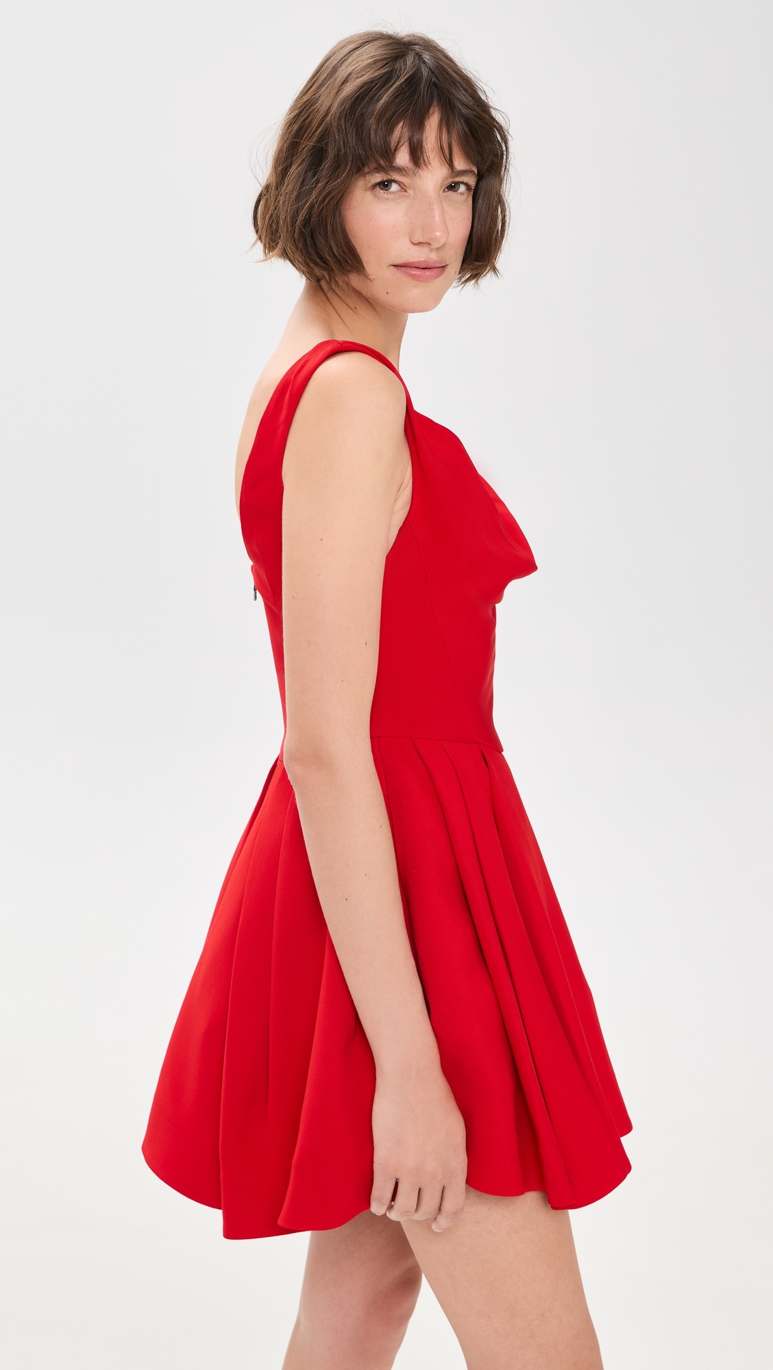 Estrella Draped Flare Mini Dress Chili Pepper