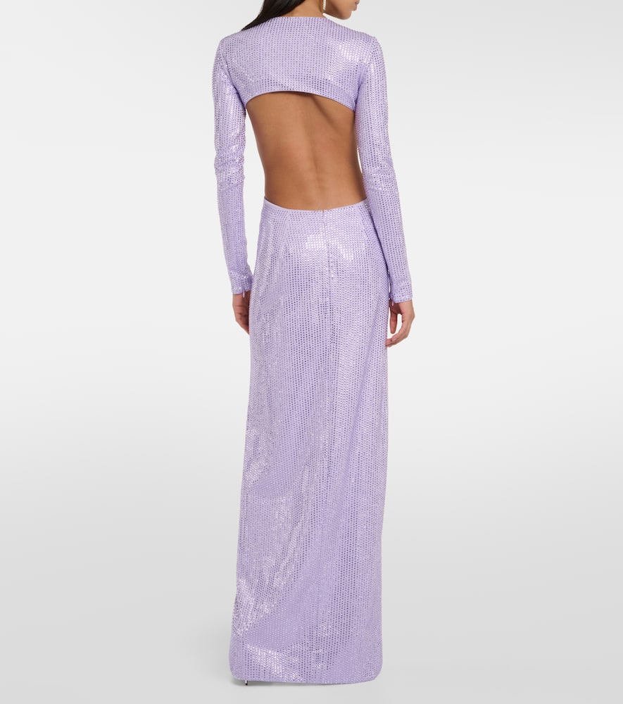 Area Crystal-embellished cutout jersey gown