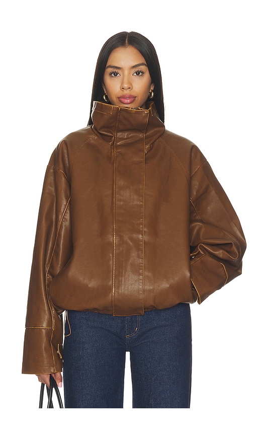 LIONESS Shoreline Funnel Jacket in Brown. L. Also in