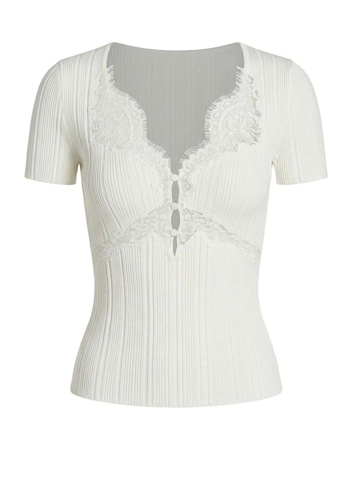 Lace trim knit top