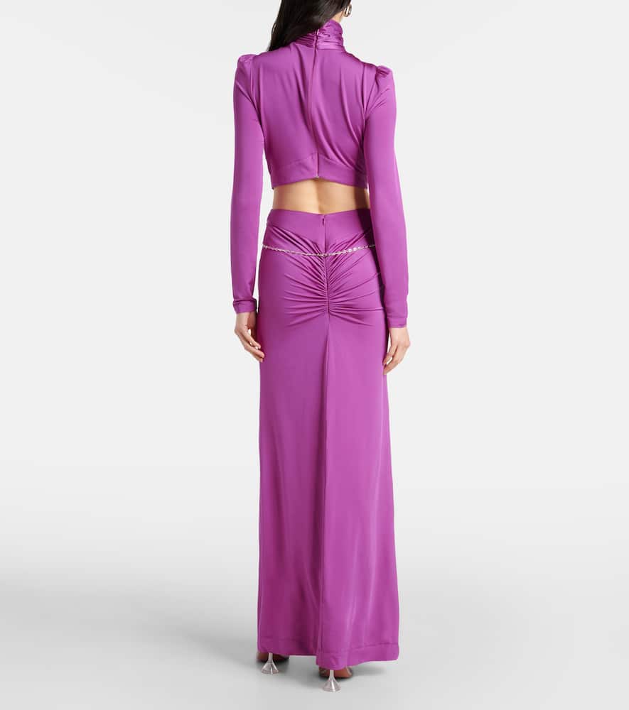 Cutout crystal-embellished jersey gown
