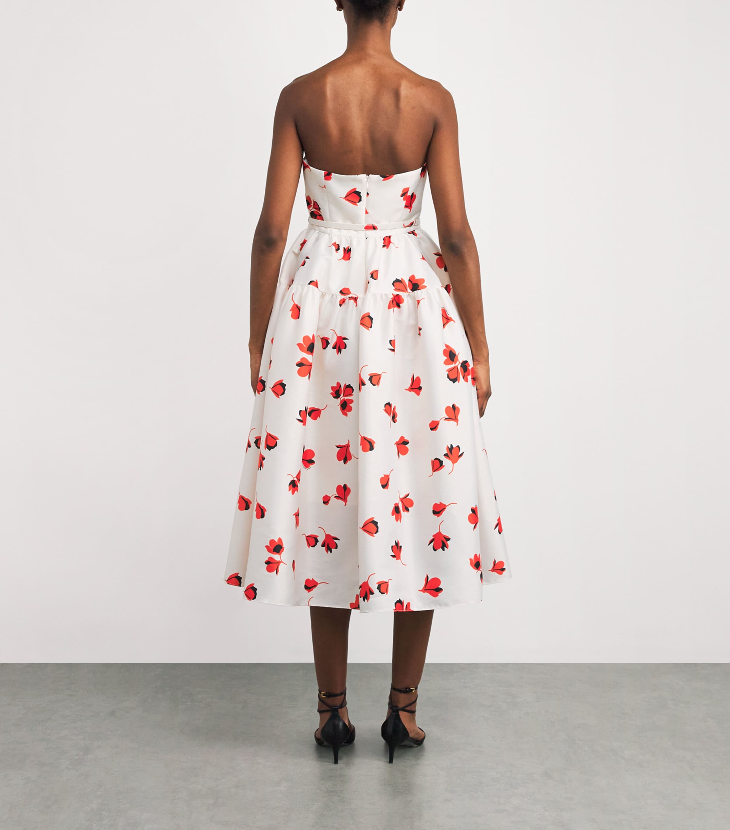 Floral Strapless Midi Dress