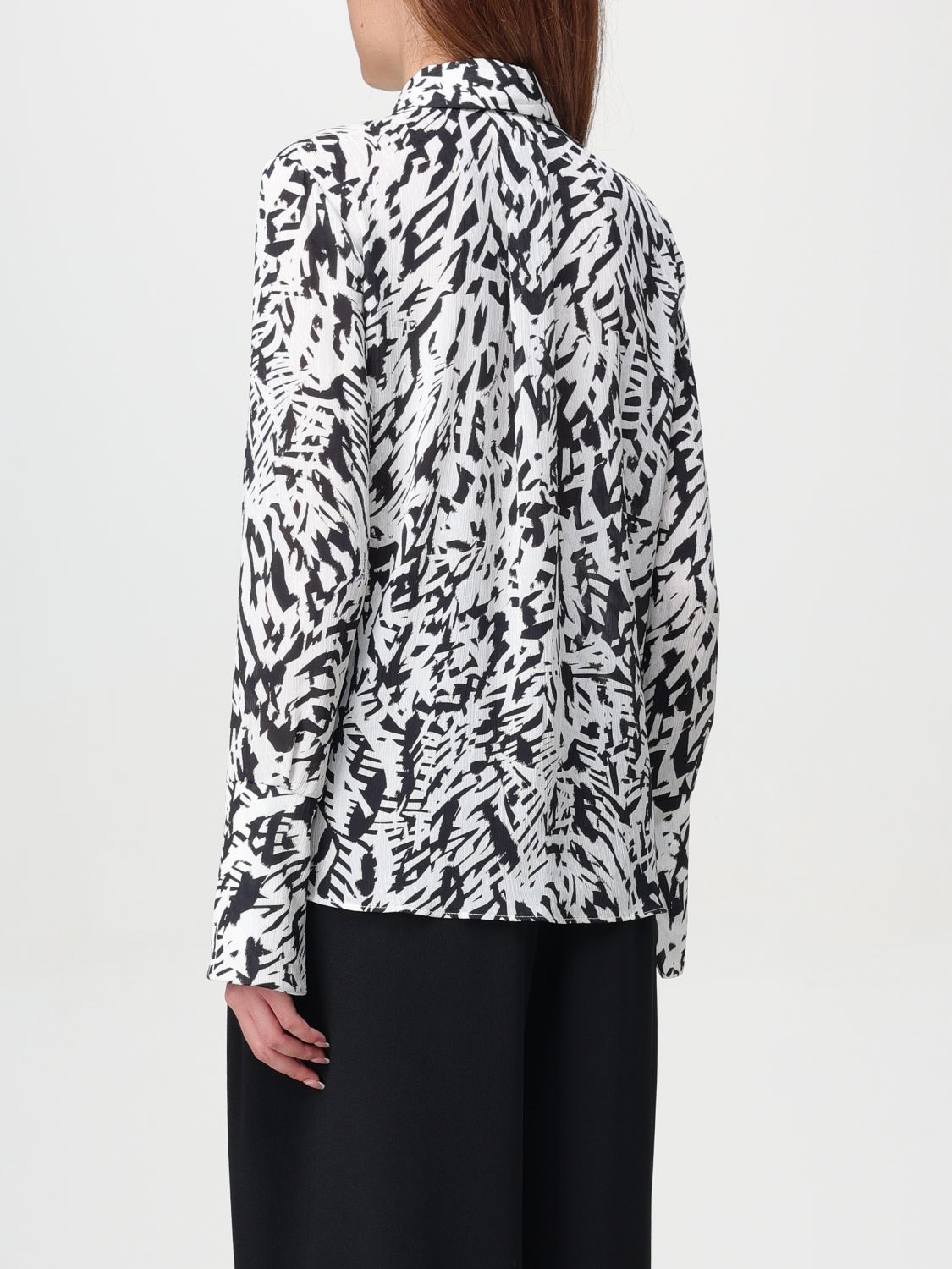 Abstract-print georgette shirt - Neutrals