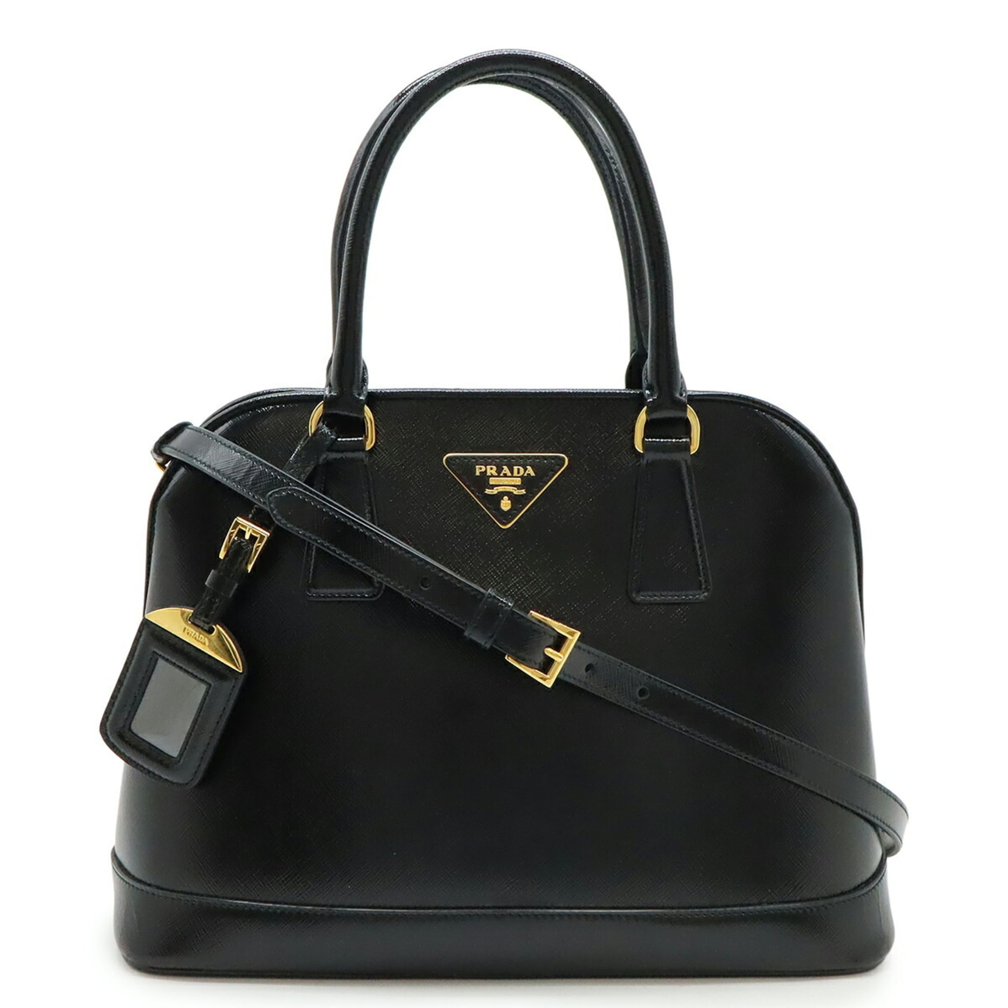 Prada Black Nero Patent Leather Handbag Shoulder Bag Pre-Owned