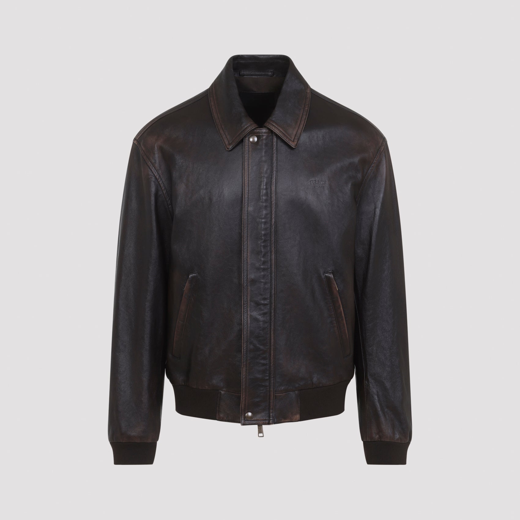 Men's Print Pattern Bomber Jacket in 100% Lamb Leather