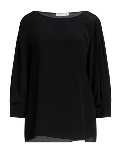 Caractère Woman Top Black Size 10 Acetate, Silk