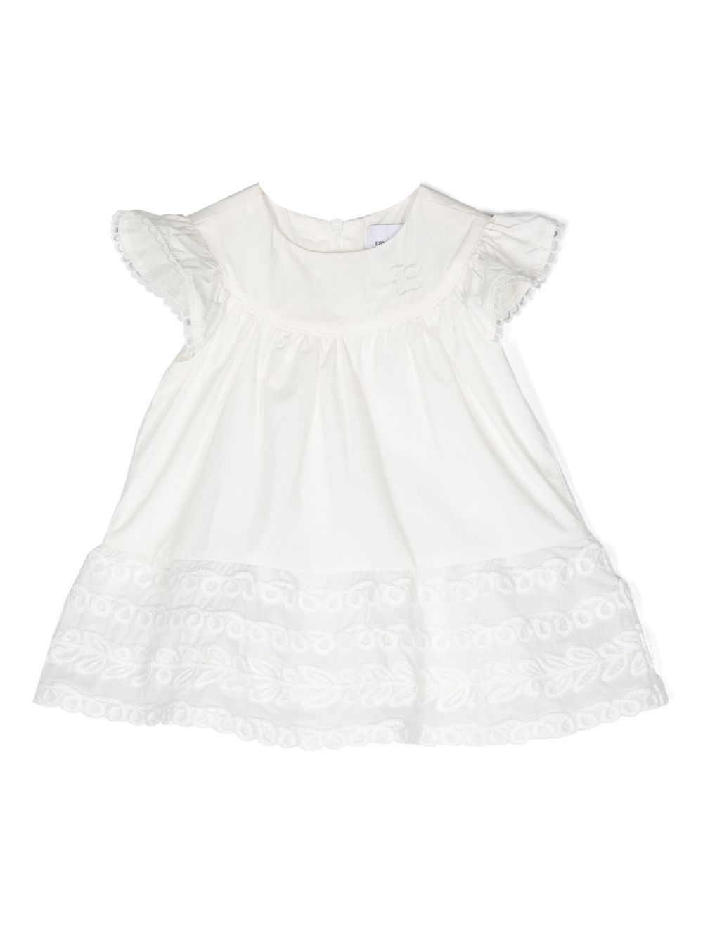 Embroidered details casual dress - White