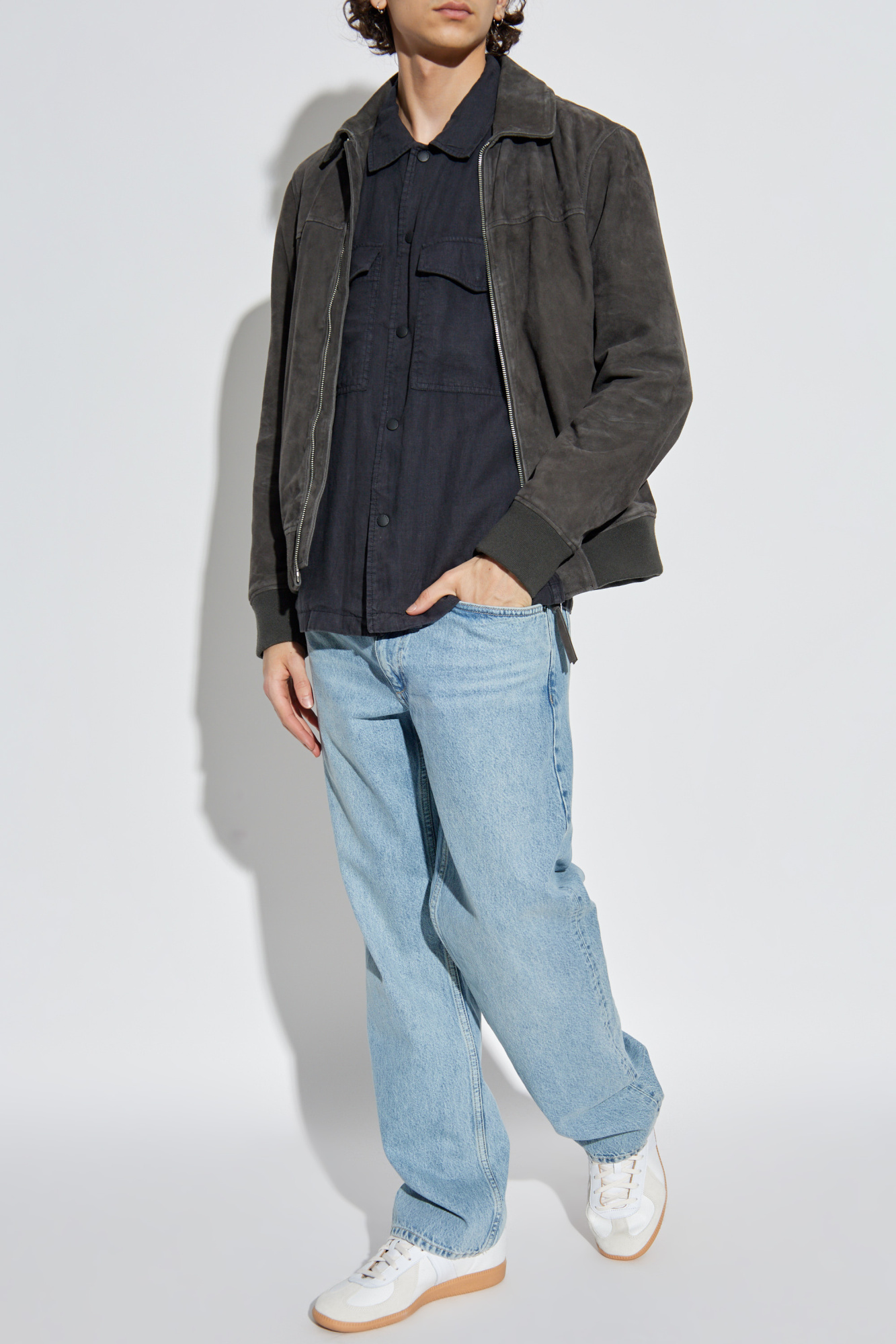 Rag & Bone  Linen Jacket With Pockets, Men's, Navy Blue