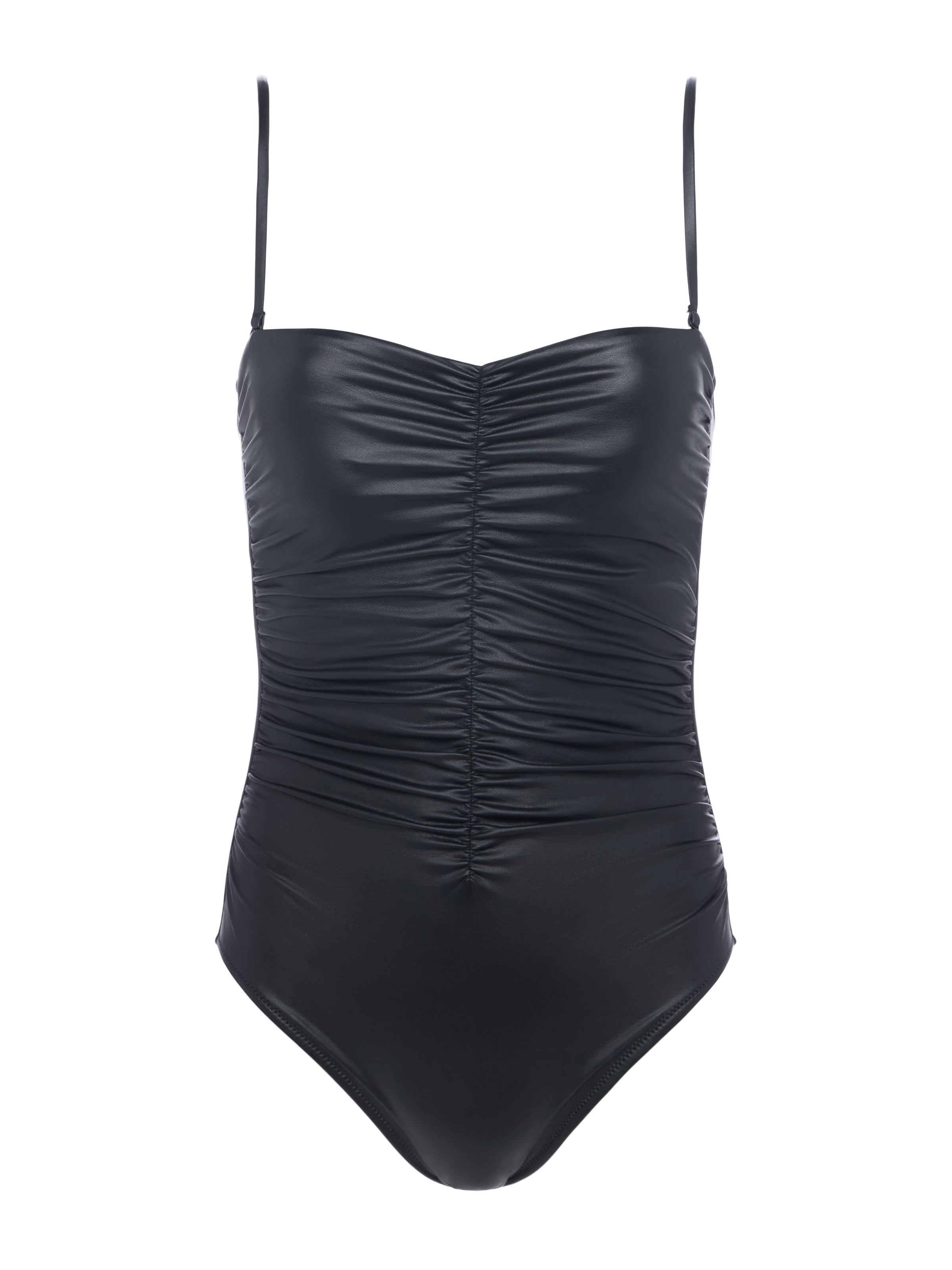 Aubrey Faux Leather Swimsuit In Black