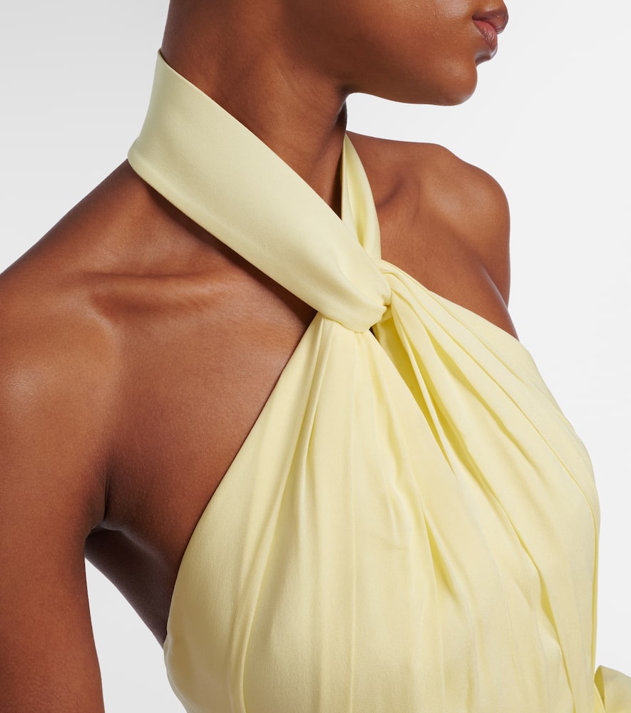 Halterneck silk-blend midi dress