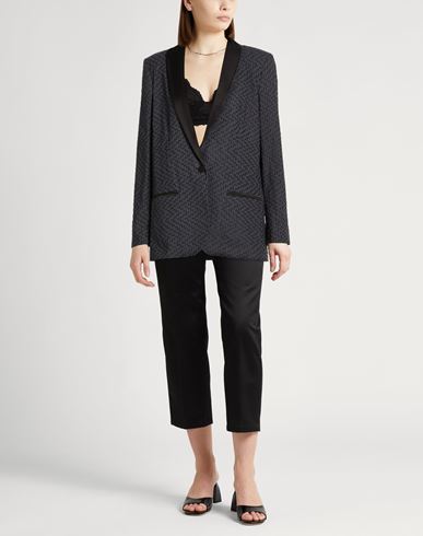Crème Woman Blazer Midnight blue Size 10 Cotton, Viscose, Elastane