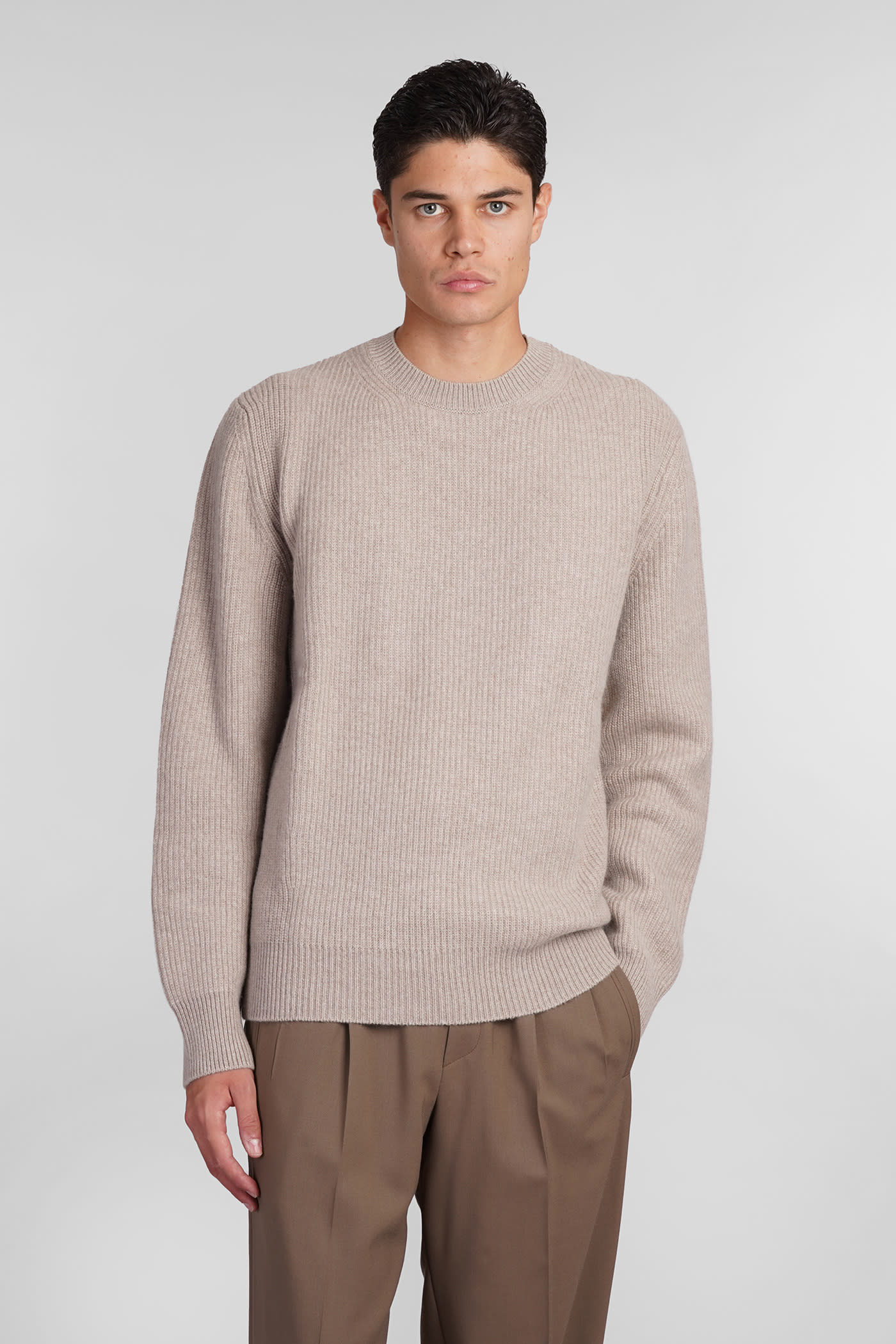 Taupe Oasi Cashmere Crew Neck Sweater