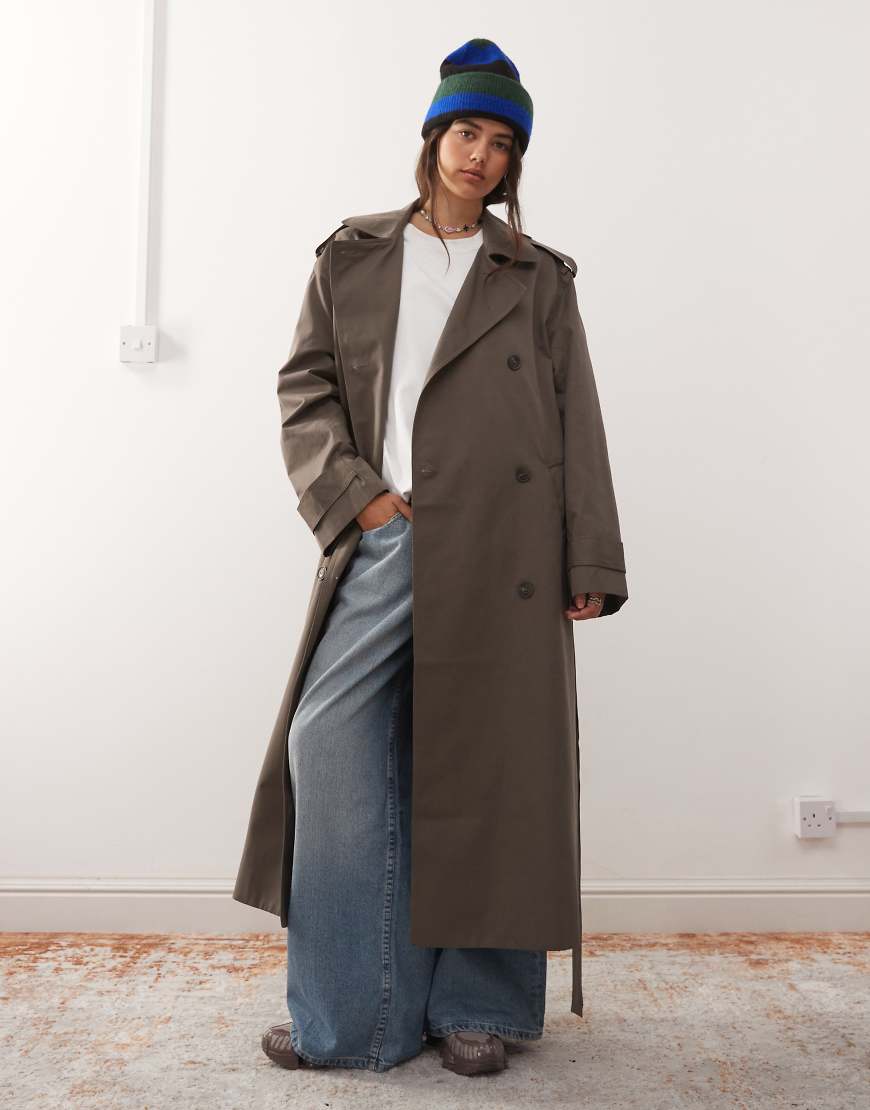 Oversized trench coat in dark mole-Grey