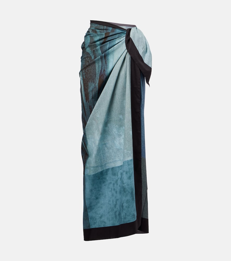 Printed cotton beach cover-up