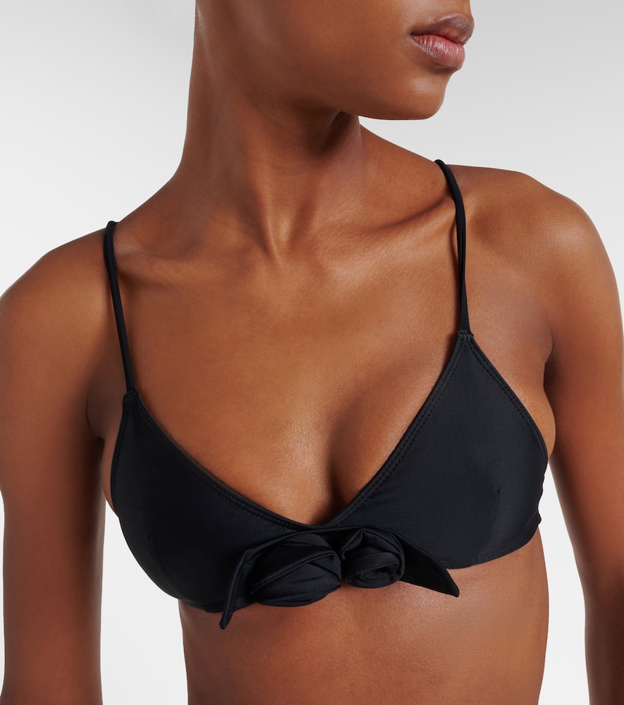 Flower floral-appliqué bikini top