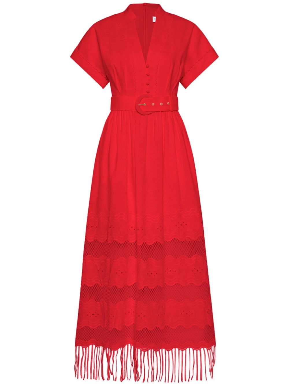 Giovanni V-neck dress - Red
