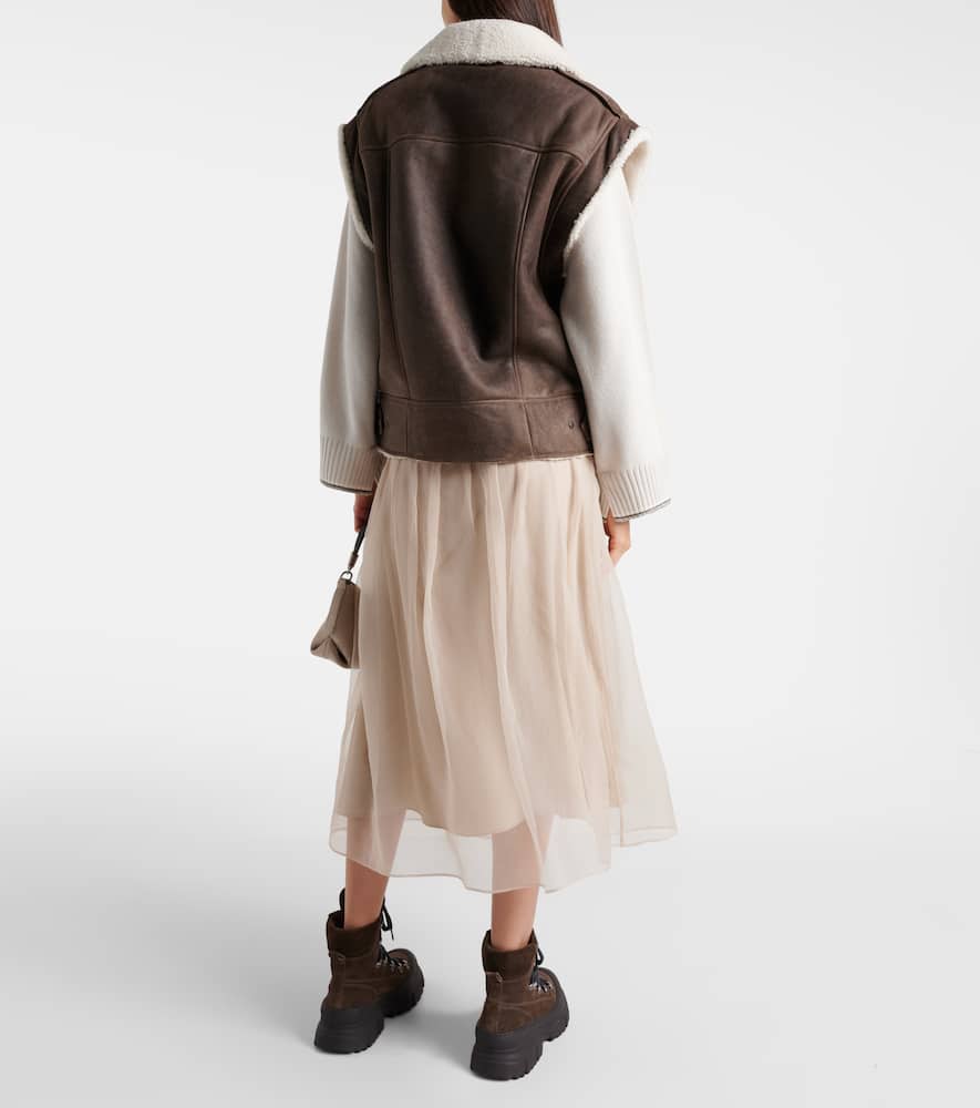 Shearling-lined leather vest