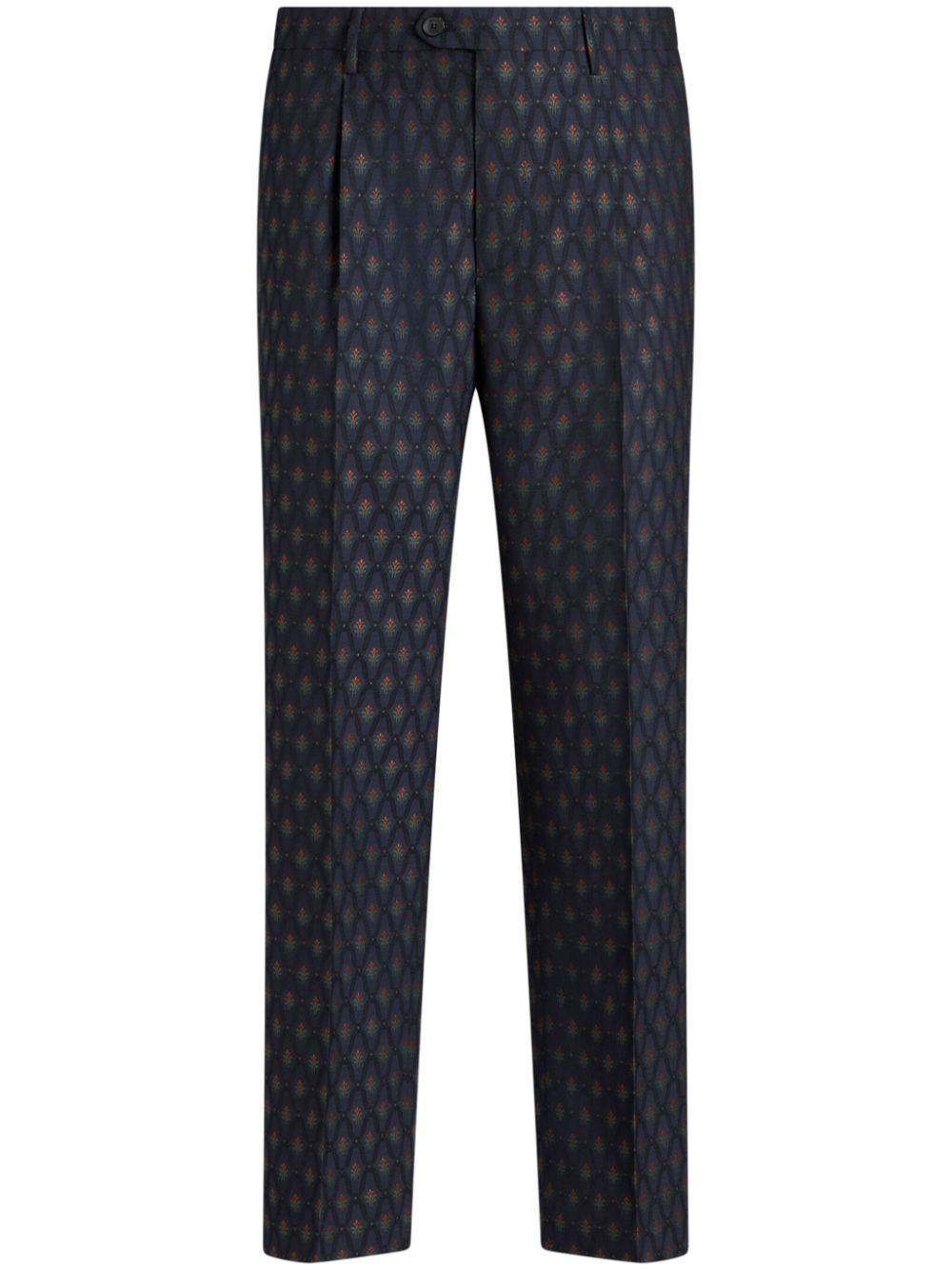 Mid-rise jacquard tailored trousers - Blue