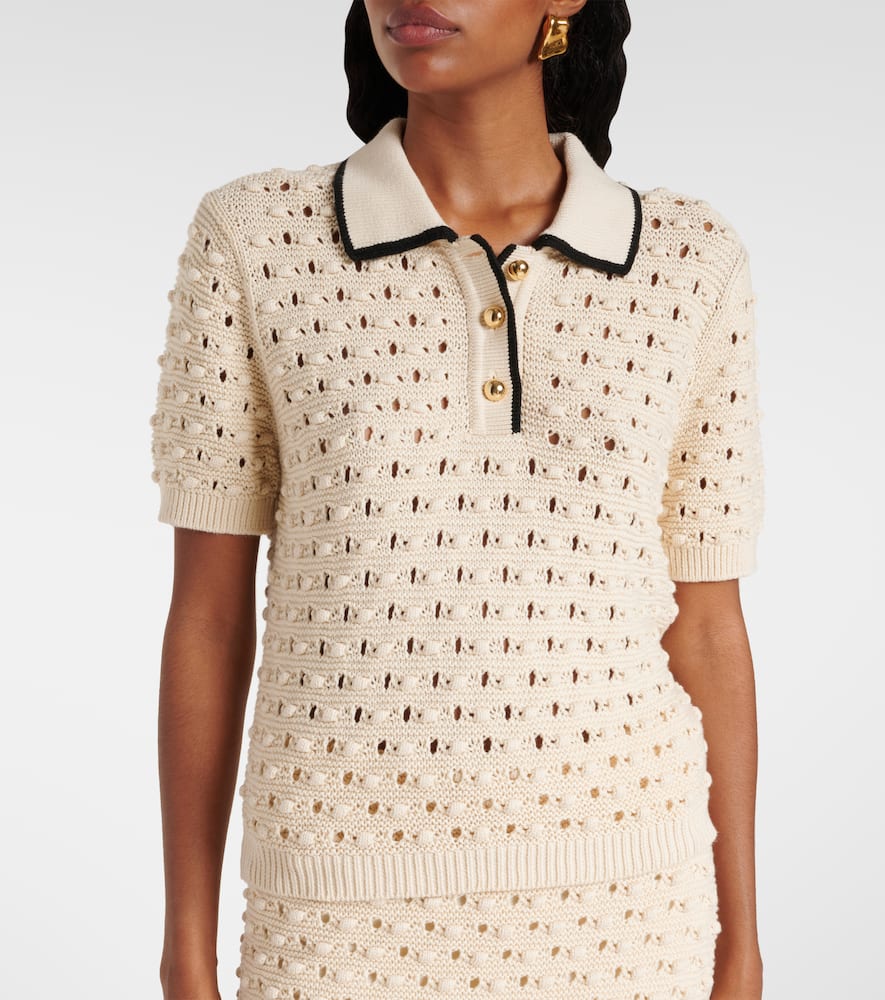 Bauble pointelle cotton polo shirt