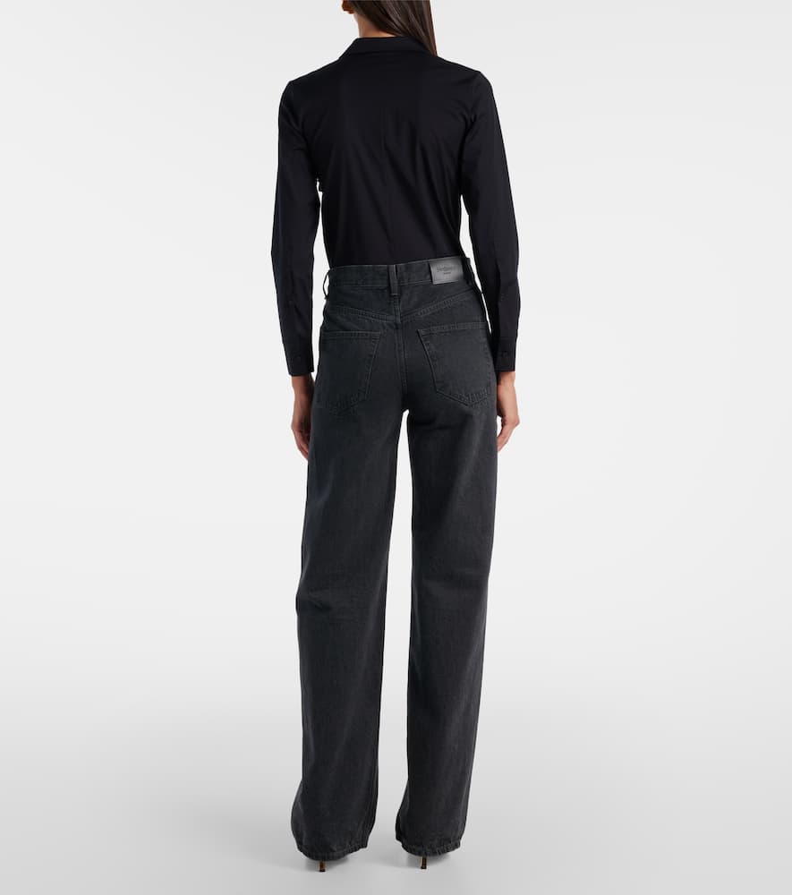 Cotton-blend poplin bodysuit