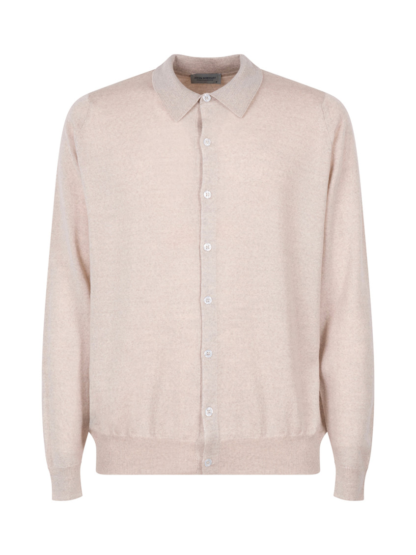 Grey Polo Cardigan Sweater