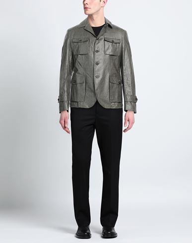 Man Jacket Military green Size 40 Linen, Polyurethane