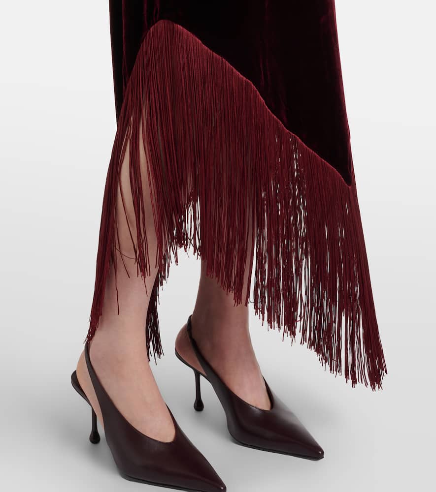 Nina fringed velvet maxi dress