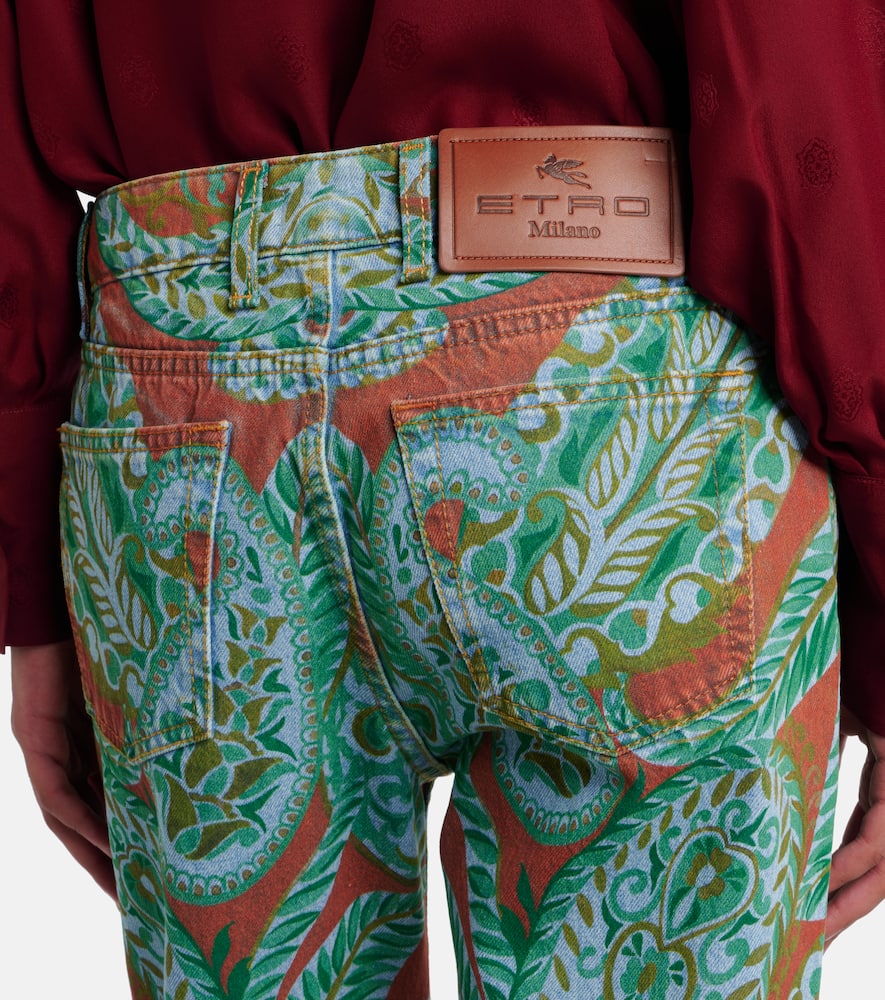 Paisley high-rise wide-leg jeans